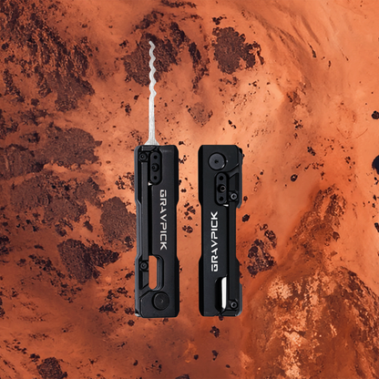 Grav Pick stainless steel and aluminium body, side profile