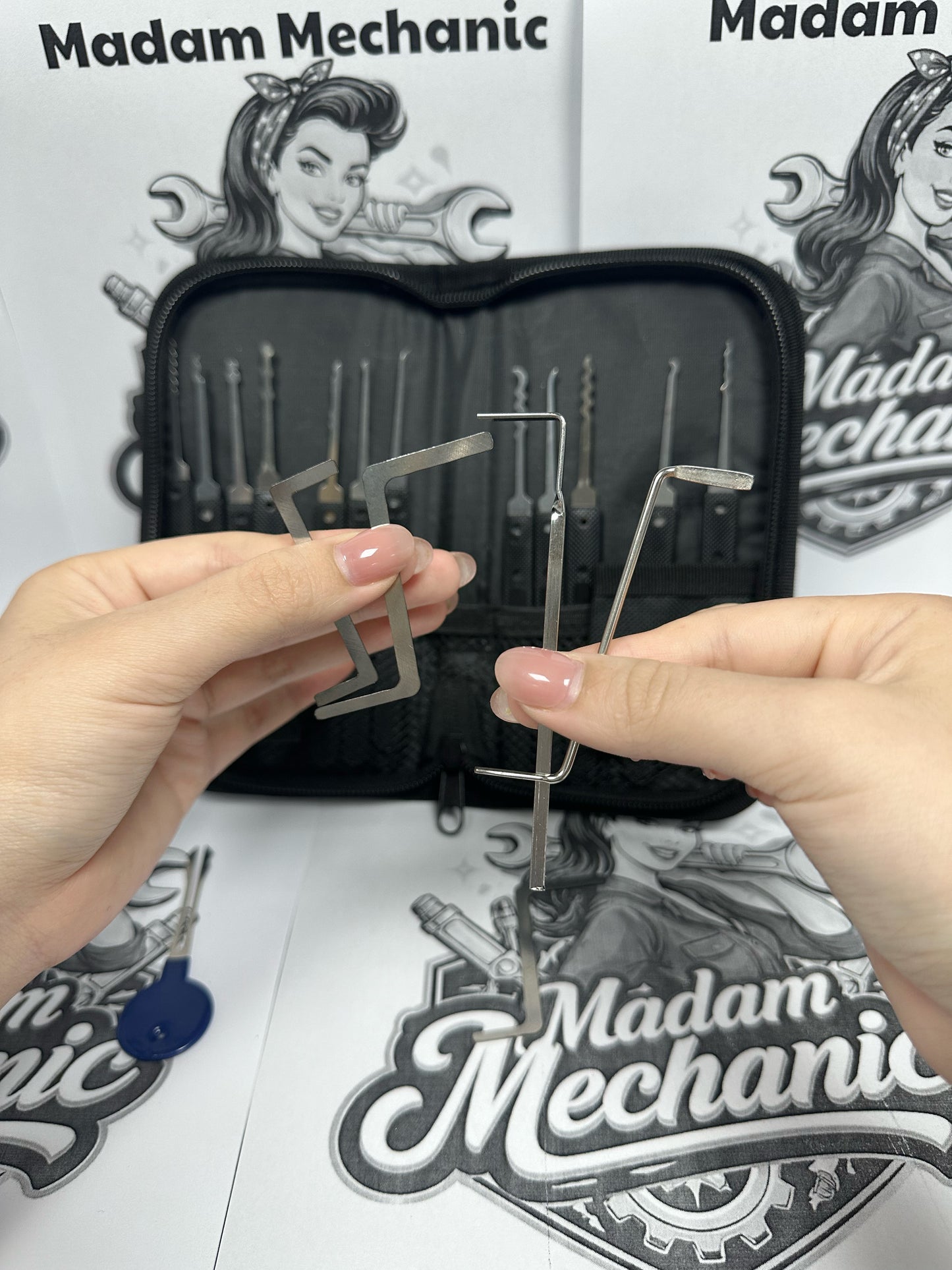 Madam Mechanic lock pick starter set with clear training lock and carry case